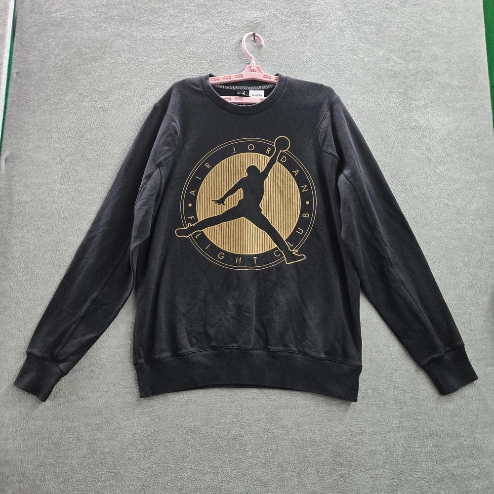 Jordan Men Sweatshirt XL‎ Black Cotton Polyester Logo Jumpman Graphic